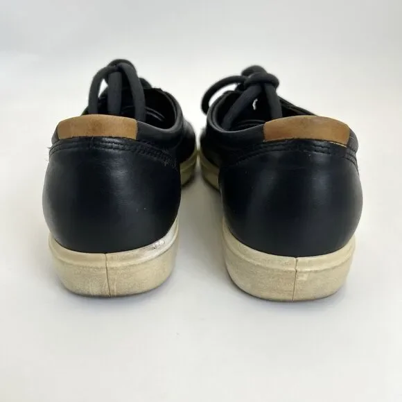 ECCO Soft 7 Comfort Sneakers Womens Sz 7-7.5 Black Leather Low Top Casual City - Picture 5 of 9
